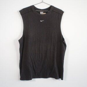 Vintage Y2K Nike Center Swoosh Logo Sleeveless Tee Shirt Black XL